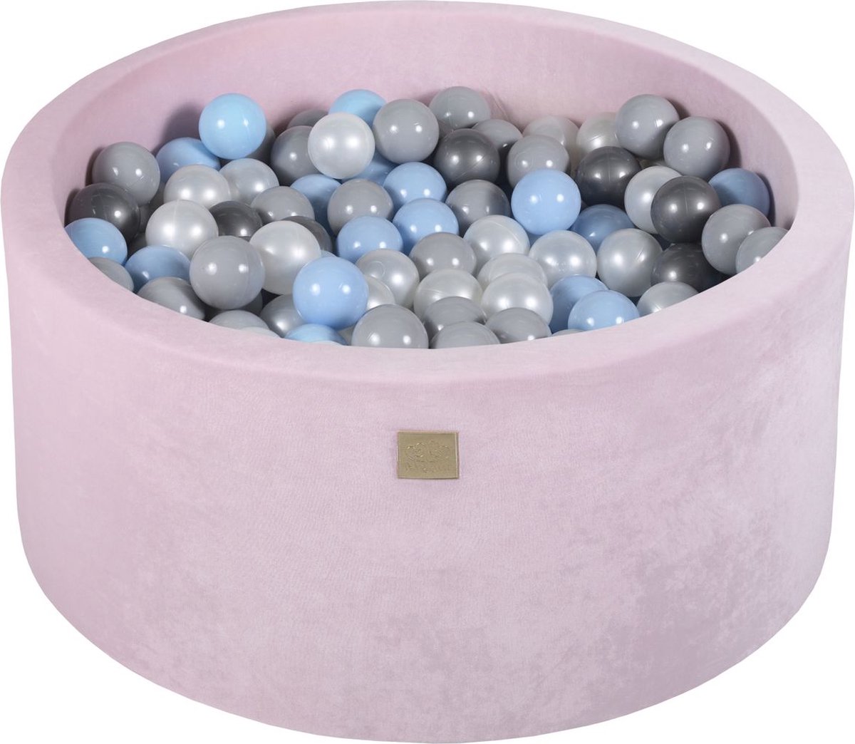 Ronde ballenbak VELVET 90x40 - Poeder Roze incl 300 ballen - Baby Blauw, Wit Pearl, Grijs, Zilver |  je.nl